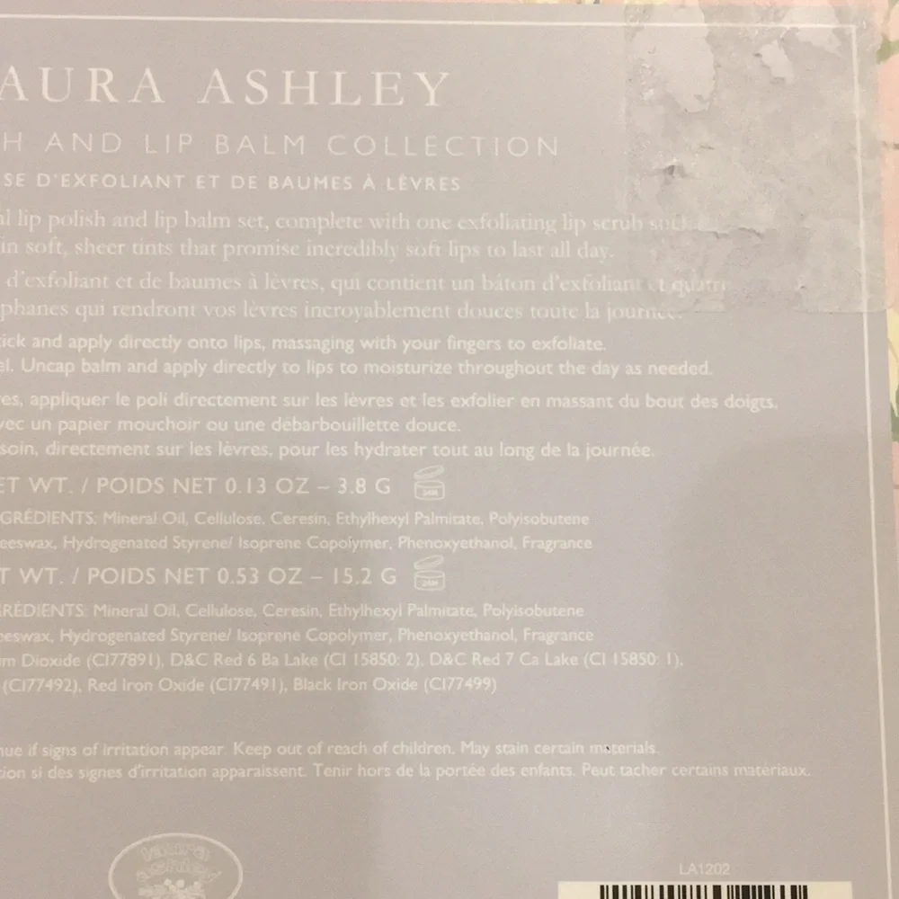 Laura Ashley Lip Polish & Lip Balm Collection 1 lip scrub 4 hydrating balms NWT - Picture 11 of 15